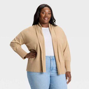 NWOT Women's Essential Open Cardigan Sweater - Ava & Viv™ Camel